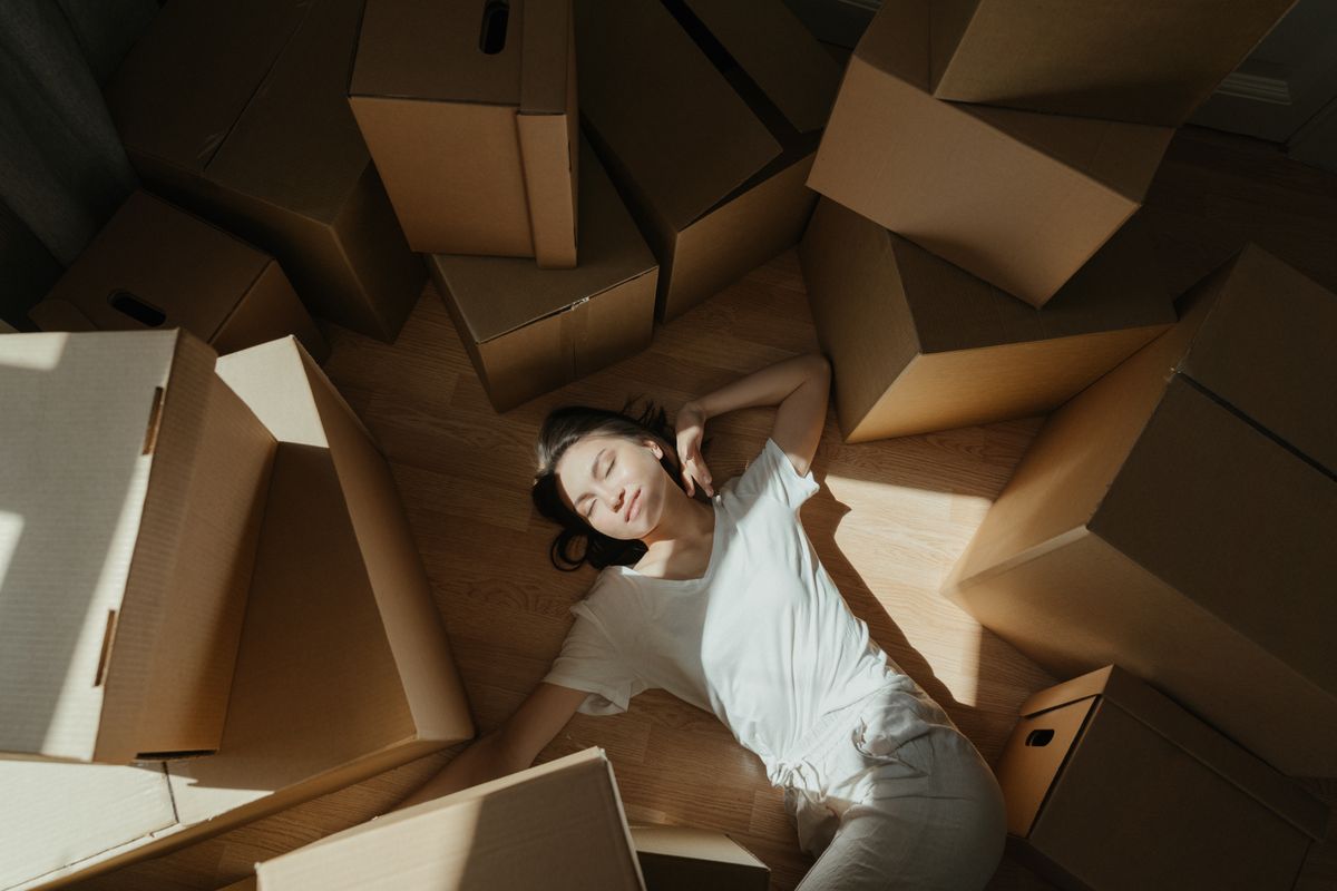 Cajas de mudanza apiladas